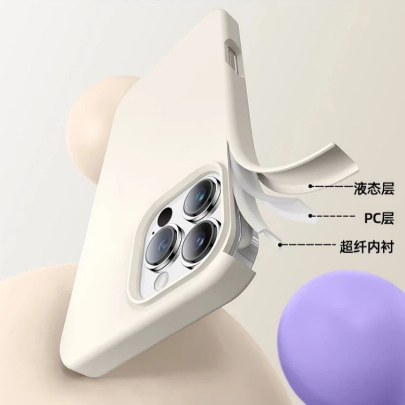 For iPhone 18 17 Pro Max 16 Plus Luxury Magsafe Magnetic Liquid Silicone Frame Phone Case For iPhone 15 14 13 Protective Cover