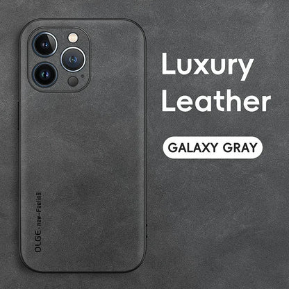 Luxury Leather Phone Case For iPhone 17 16 15 14 13 12 11 Pro Max Plus 17 Air Silicone Soft Protection Shockproof Cover Funda