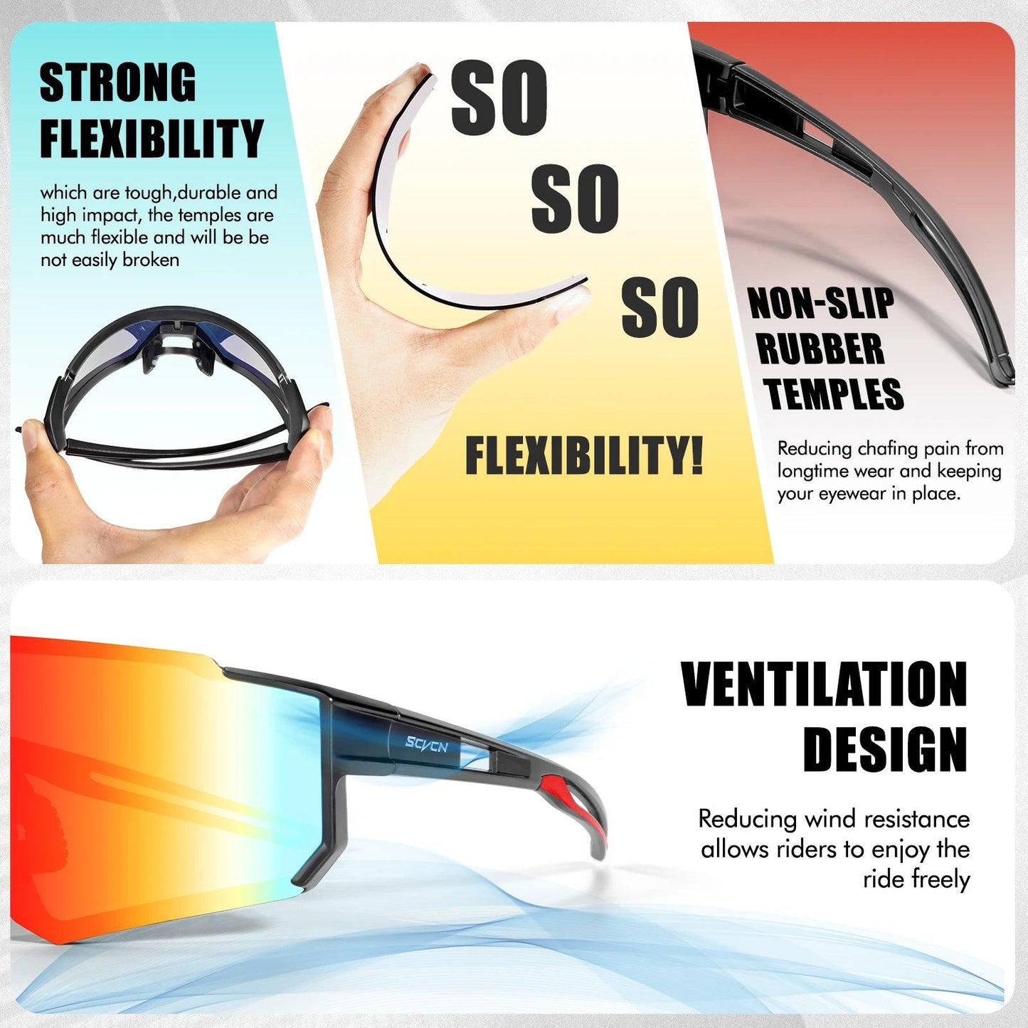 SCVCN UV400 Cycling Sunglasses Road Bike MTB Eyewear