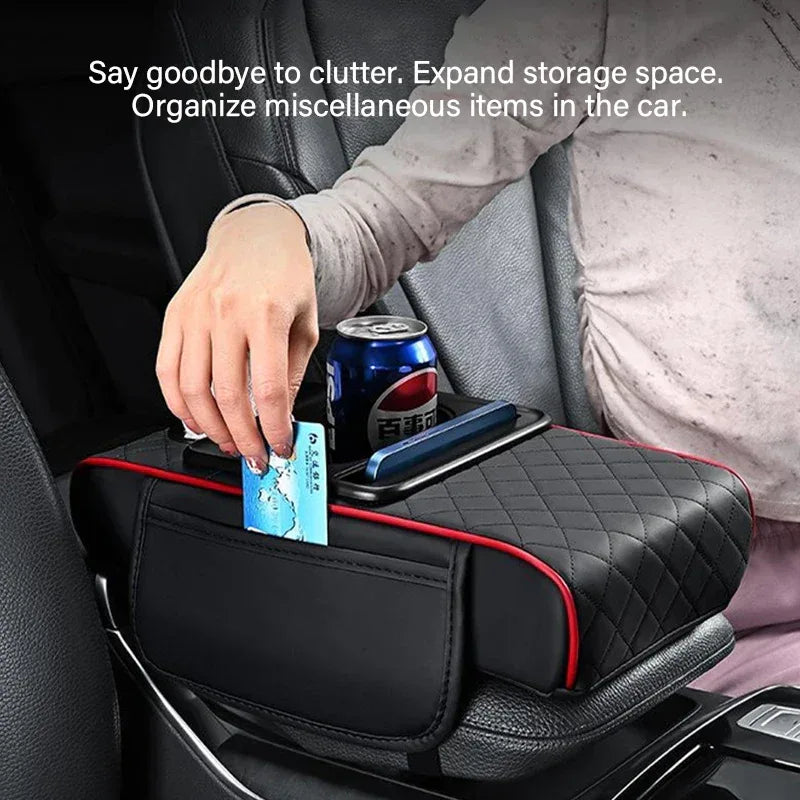 Auto Center Console Armrest Cushion With 2 Cup Holder Armrest Heightening Pad Auto Amrest Pillow Cover Pad for All Seasons - Urbizia