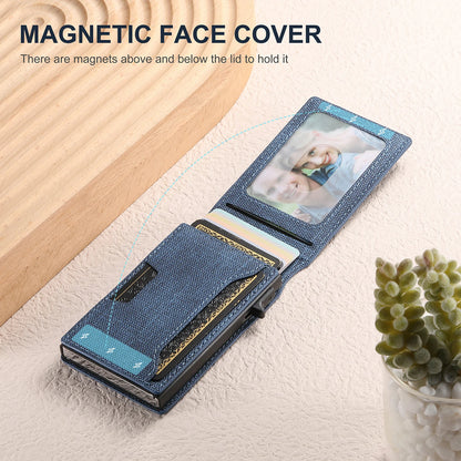 Push-out Card High Quality Faux Leather Card Holder Wallet Holder Large Capacity Can Hold 1-12 Cards 1 Photo Black/Brown/Blue