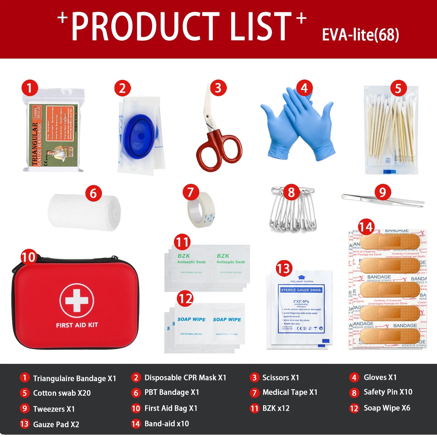 68-103 Portable Emergency Medical First Aid Bag Kit For Household Outdoor Travel Camping Equipment Medicine Survival