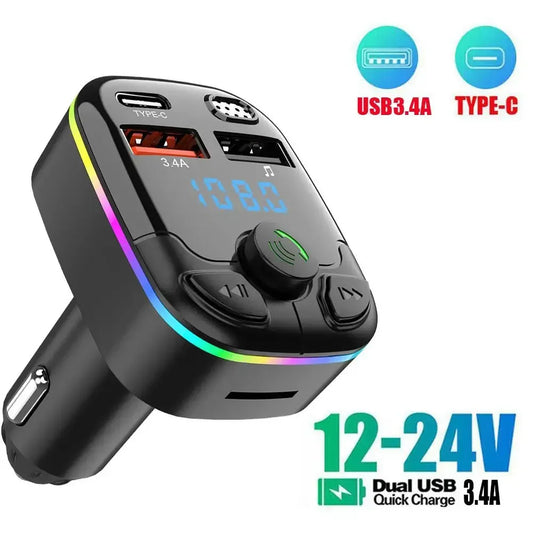 Bluetooth 5.0 Car FM Transmitter with Dual USB & Handsfree Charging - Urbizia