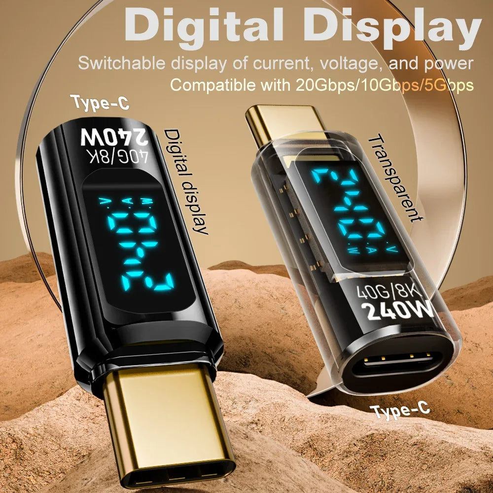 USB4 Type-C 40Gbps Adapter with Digital Display 240W 8K