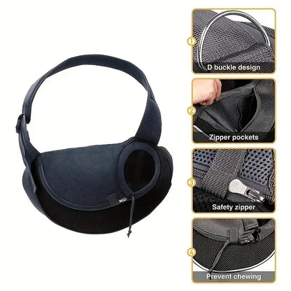 1Pc Dog out backpack,Dog Sling Carrier Breathable Mesh Travel Crossbody Bag For Puppy Cat Hiking Camping - Urbizia