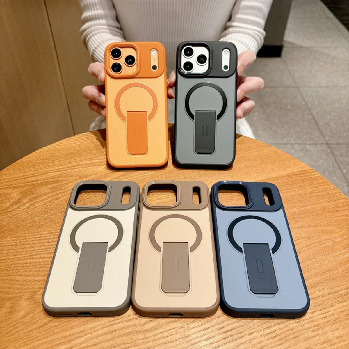 Skin-Feel Anti-Fingerprint Phone Case, Invisible Magnetic Stand Shockproof Cover, Compatible with iPhone 18/17 Pro Max/16E/15/14/13/12/11/Air/Plus/Pro, Supports Magnetic Charging & Magnetic Accessories