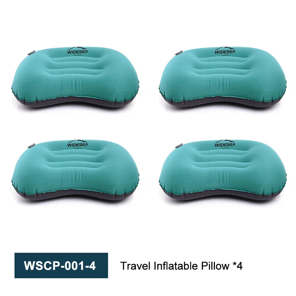 Widesea Portable Inflatable Pillow Camping Equipment Compressible Folding Air Cushion Outdoor Protective Tourism Sleeping Gear
