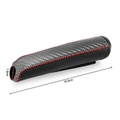 Carbon Fiber Style PU Leather Car Handbrake Cover Protective Sleeve Anti-Skid Parking Brake Handle Interior Accessories