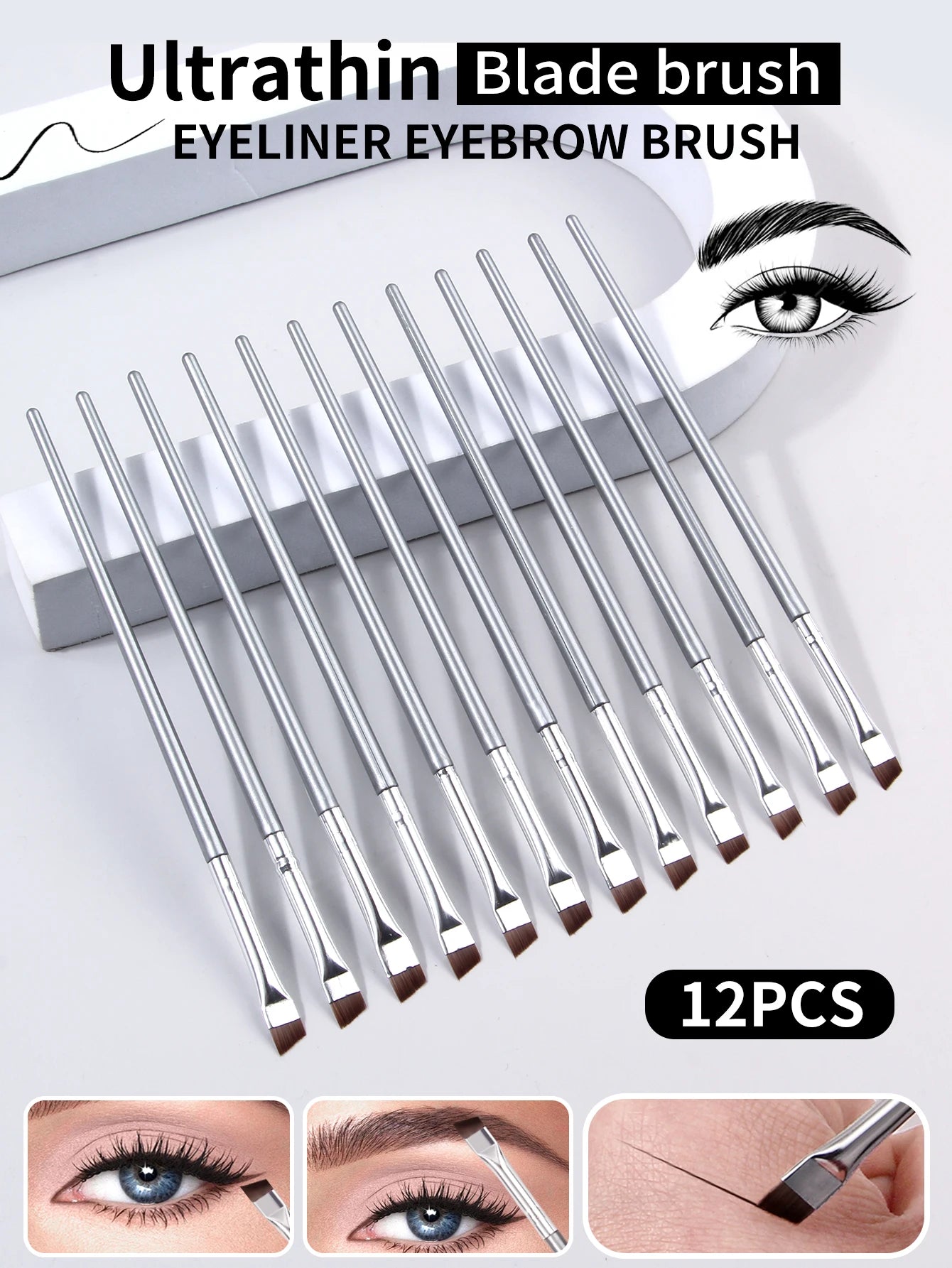 12‑Piece Super Thin Eyeliner & Eye Makeup Brush Set