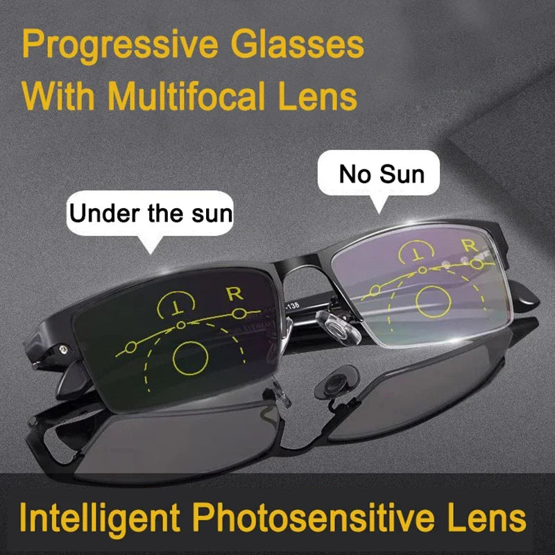TR90 Flexible temple Photochromic Progressive Reading Glasses Men Hyperopia Presbyopia diopters Outdoor Presbyopia Lens Eyewears