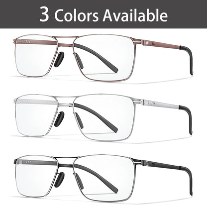 Metal Anti-Blue Light Photochromic Reading glasses Rectangular Eyewear Frame Presbyopic Unisex Surf Internet Read magazines
