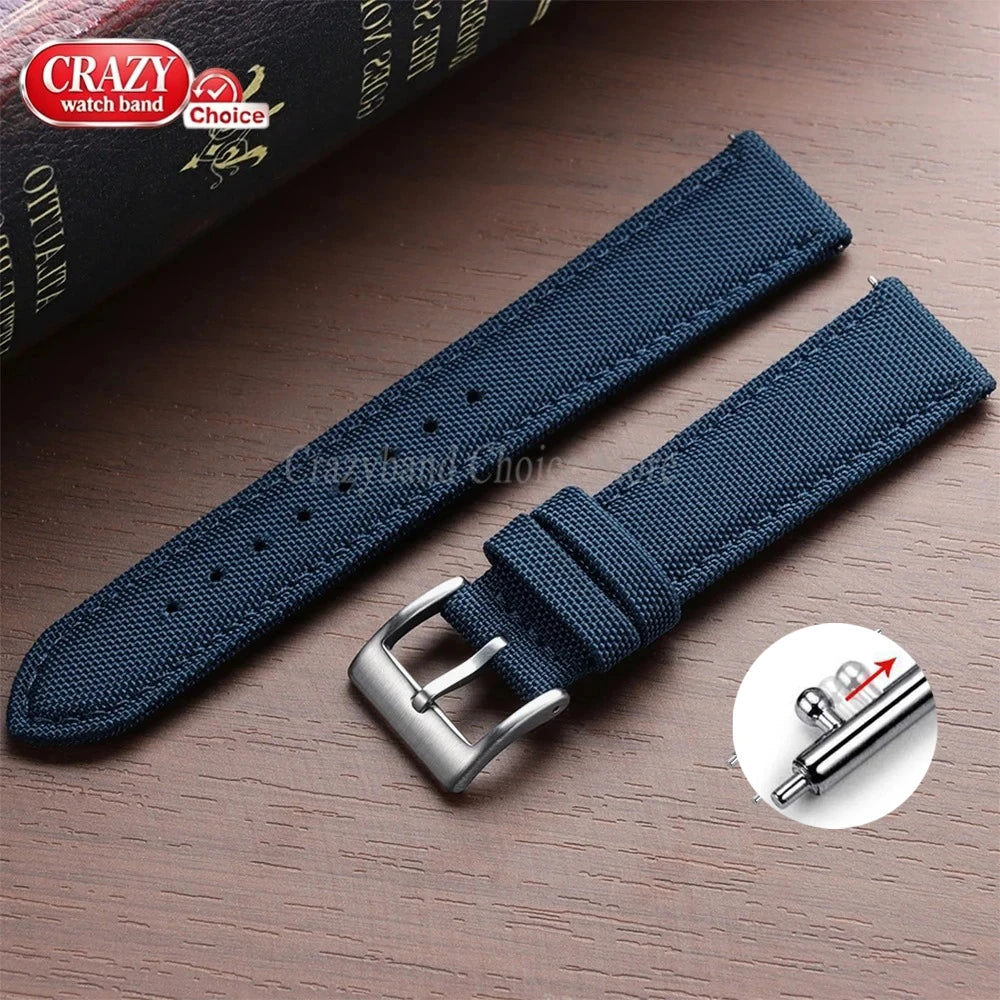 20mm 22mm Waterproof Sailcloth Watch Strap Two-Sided Nylon Watchband Quick Release Band Universal Sport Belt for Men Bracelet