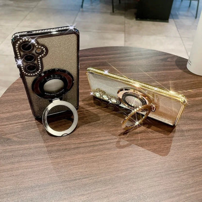 Luxury Glitter Ring Bracket Anti-Drop Phone Case For Samsung Galaxy A57/37/17/07 A56/36/26/16/06 A55/35/25/15/05s Protector Case