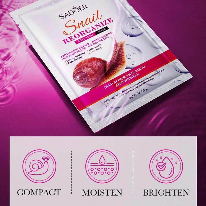 Snail Collagen Face Mask Set for Hydration & Glow (5PCS)