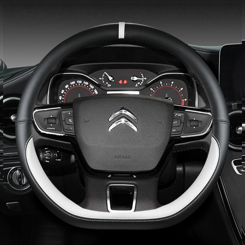 D Type Steering Wheel Cover For Citroen C3 II III 2009 - 2019 2020 C3 AIRCROSS 2017 2018 2019 2020 2021 Berlingo 3 C4 Picasso 2