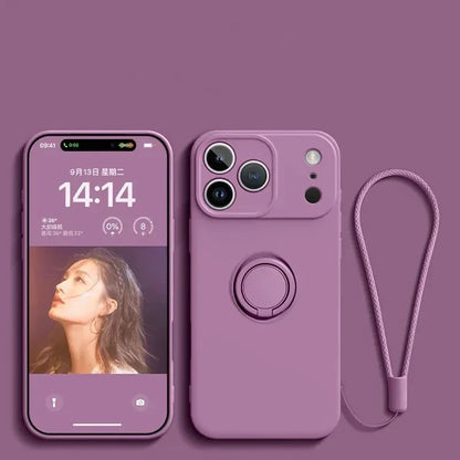Liquid Silicone Ring Stand Magnetic Case for iPhone 17 Air 16E 15 14 13 12 11 Pro Max Plus Shockproof Soft Bumper Protectic Case