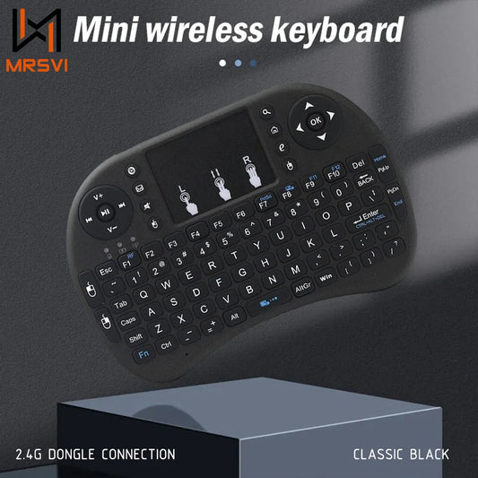 MRSVI I8 2.4G Mini Wireless Keyboard Classic Black Air Mouse Remote Control Touchpad for Android TV Box PC Smart TV
