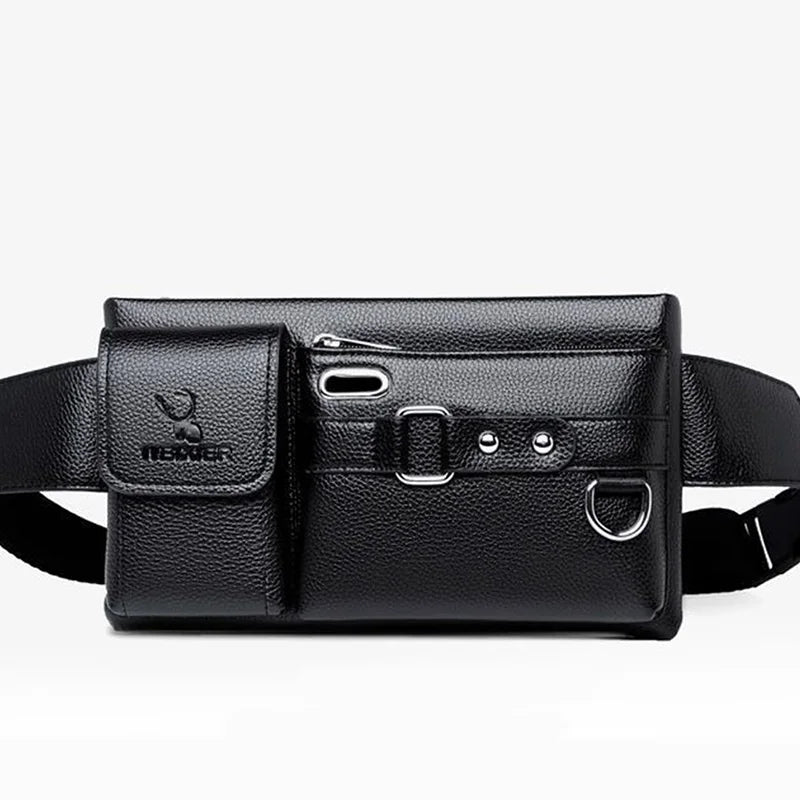 Daily Wear Solid Tone PU Leather Crossbody Fanny Bag Fashion Male Belt Pack, Spacious Storage for Everyday Personal Items