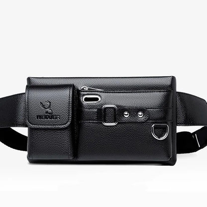 Daily Wear Solid Tone PU Leather Crossbody Fanny Bag Fashion Male Belt Pack, Spacious Storage for Everyday Personal Items