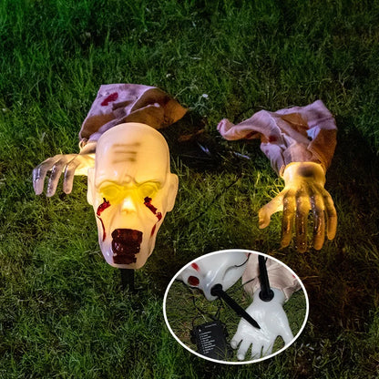 Halloween Glowing Skeleton Decoration – Creepy Ghost Hands Ground Plug Light
