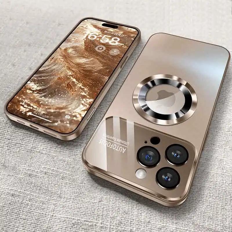Luxury Glass Camera MagSafe Magnetic iPhone Shockproof Case