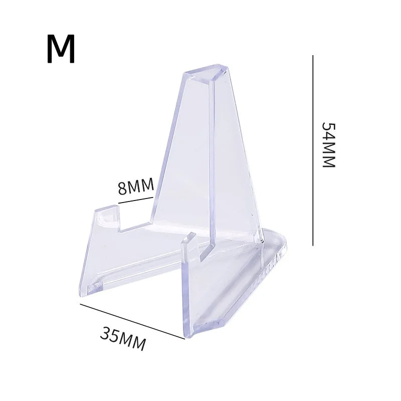 Acrylic Display Holder Transparent Triangle Commemorative Coin Small Photo fram Card Holder Rack Phone Stand Home Decor