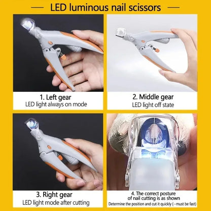 Professional Pet Nail Clipper Scissors With LED Light Cat Dog Nail Clippers Tool Scissors Nail Toeclaw Cutter Scissors Pet Supply