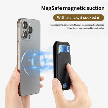 Magnetic Card Holder PU Leather Phone Case with Wallet Stand Credit Card Pocket for Magsafe Apple Phone Samsung Galaxy Devices