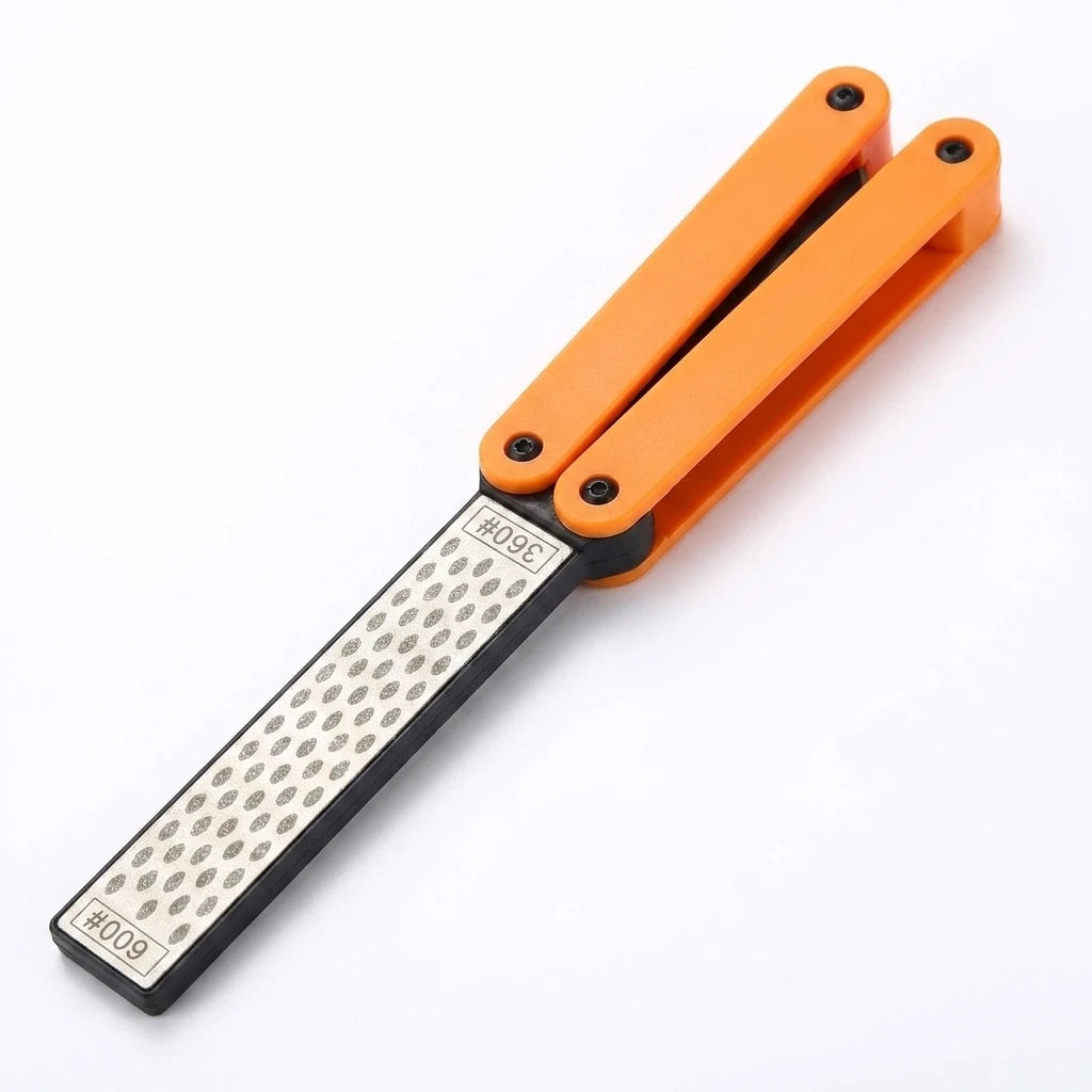 Portable Folding Pocket Knife Sharpener, Double Sided Diamond Sharpening Stone, Outdoor Use, 1Pc