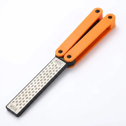 Portable Folding Pocket Knife Sharpener, Double Sided Diamond Sharpening Stone, Outdoor Use, 1Pc
