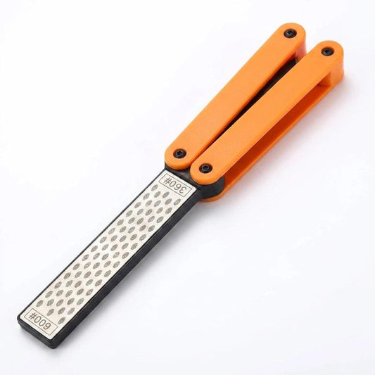 Portable Folding Pocket Knife Sharpener, Double Sided Diamond Sharpening Stone, Outdoor Use, 1Pc