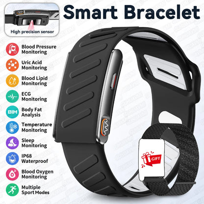 2026New Sport Fitness Tracker Smart Band Blood Oxygen Pressure Uric Acid Blood Lipid ECG Waterproof Smart Bracelet For Men Women