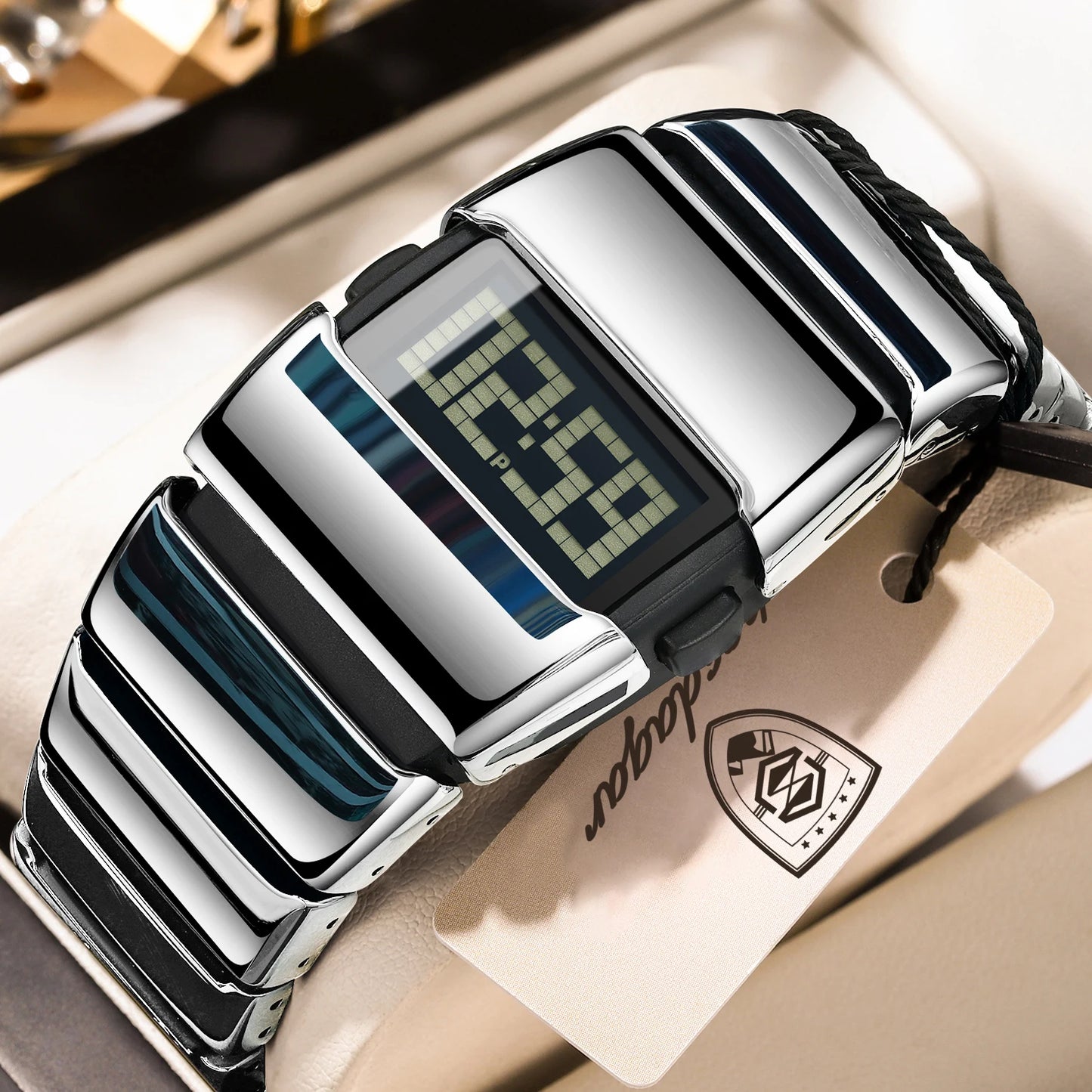 POEDAGAR Top Original LED Men Watch Waterproof Week Calendar Alarm Man Wristwatch Sport Stainless Steel Electronic Men's Watches
