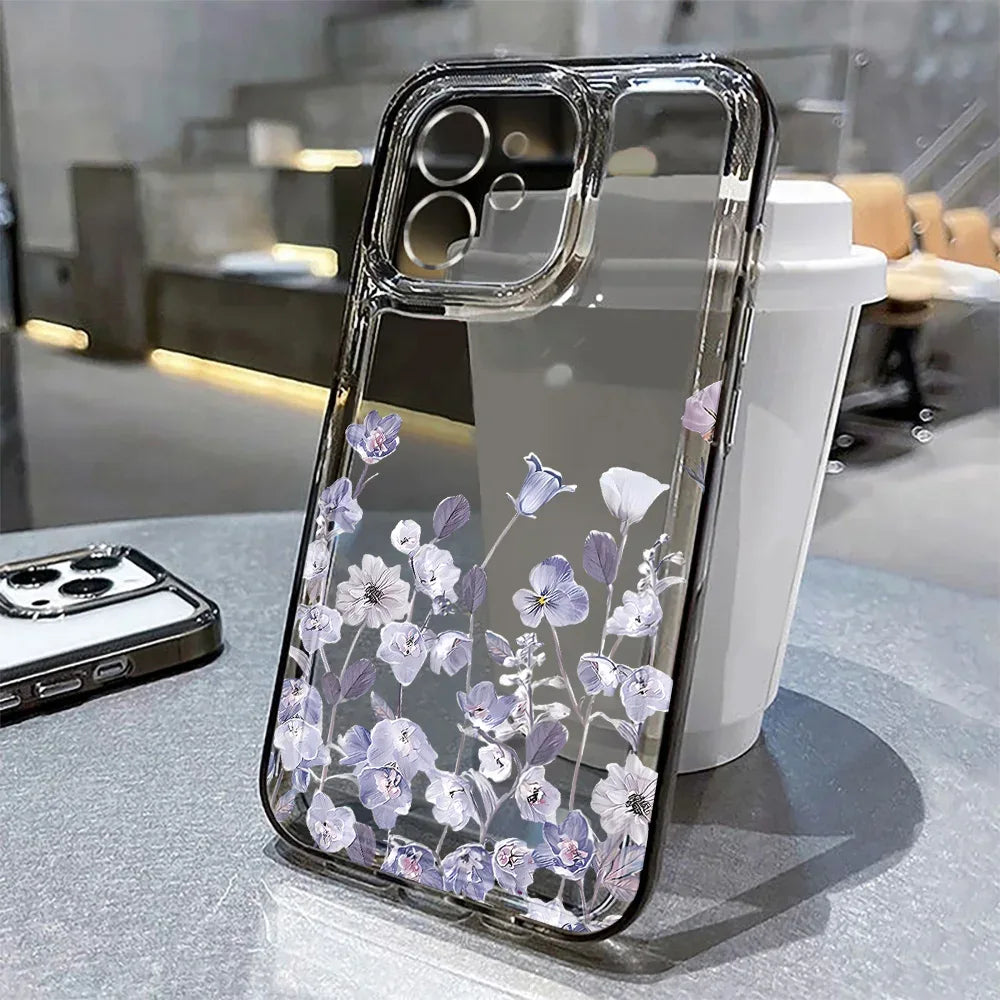 Floral Shockproof Transparent Silicone Phone Case for iPhone