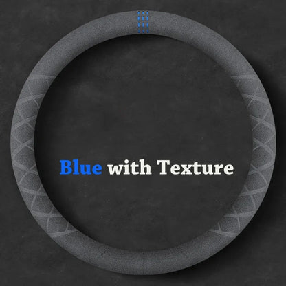 Car Steering Wheel Covers Cowhide Suede Steering Wheel Cover Wrap Universal 37-38cm Breathable Steering Covers Car Accessories