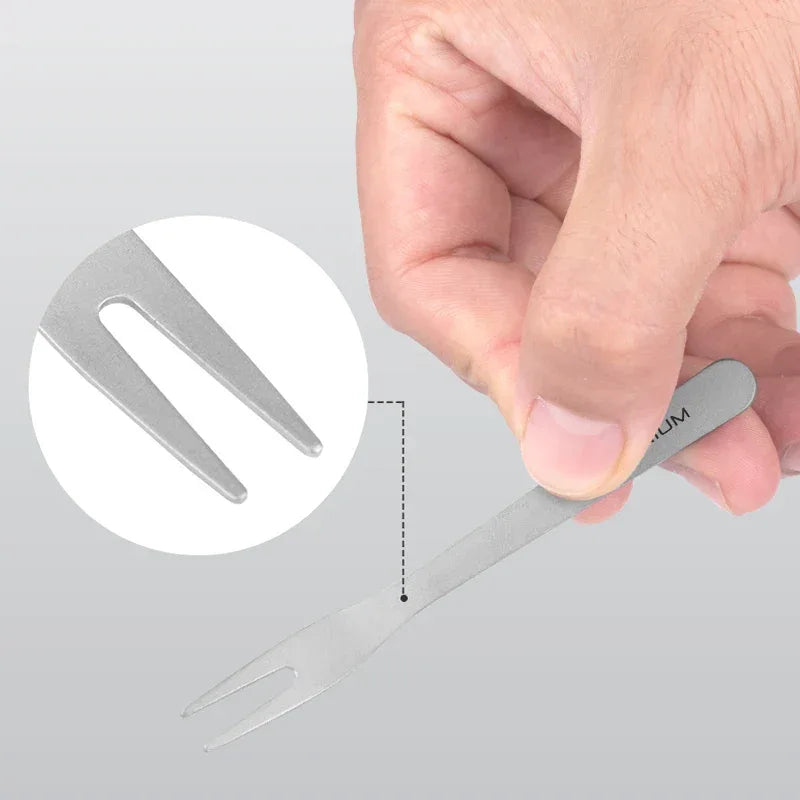 Tiartisan Outdoor Camping Pure Titanium Fruit Knife Forks Dessert Fork Reusable Lightweight Portable Multi-purpose Salsd Fork