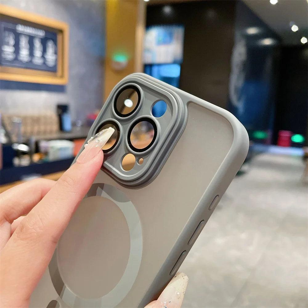 Lens Protection Case For iPhone 11 12 13 Proa Mx mini 15 16 Plus iPhone 16 15 14 Matte Translucent Magsafe Wireless Charge Cover