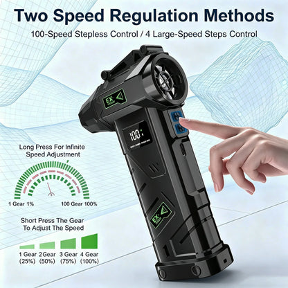 680000RPM 200W Cordless Turbo Air Duster 10000mAh Power Bank LED Light 4 Gears Stepless Blow & Vacuum for Car PC Home Camping