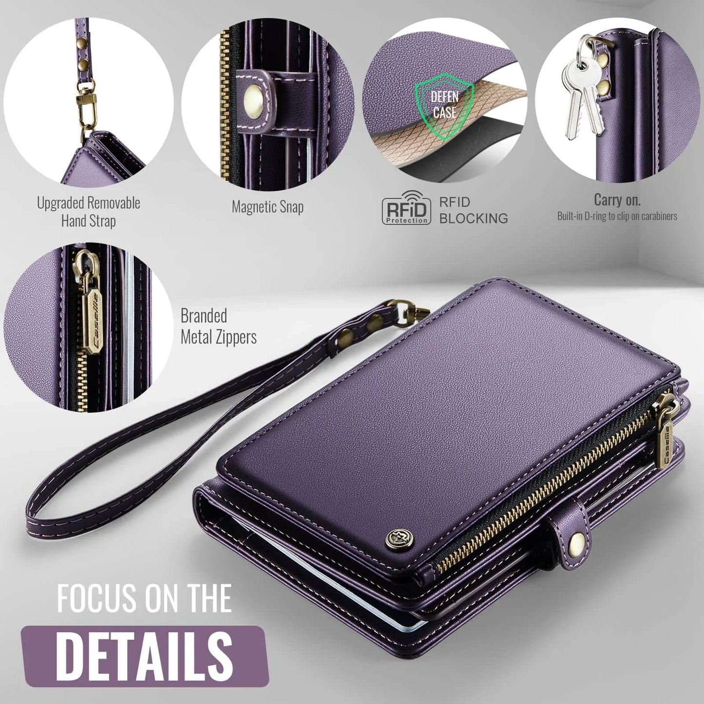 Passport Holder for Travel, Passport Case Wallet With Strap Wristlet and Zipper Wallet for Men Women Gold