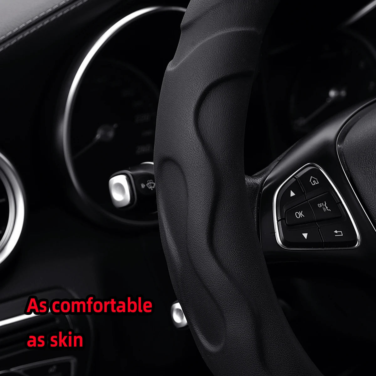 1 Artificial Lamb Skin Sense Three-dimensional Styling Sports Car Steering Wheel Cover Fits 14.5-15 Inches 37-38CM