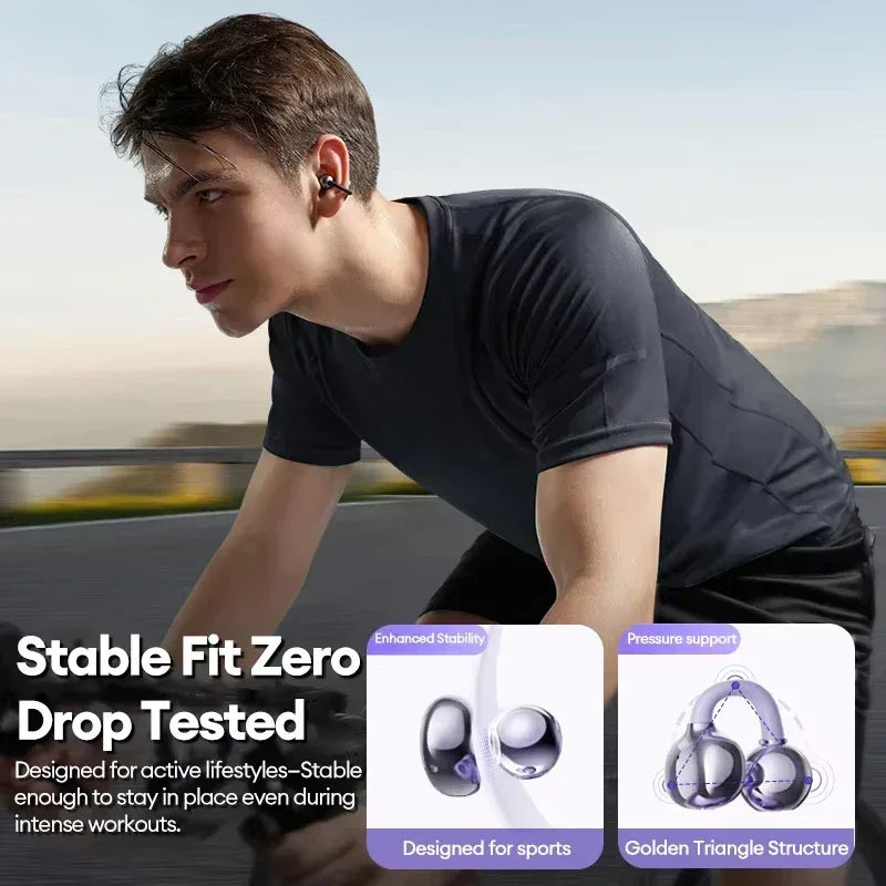 Lenovo LE302 Wireless Bluetooth 6.0 Headset Long Battery Life Sports Ear Clip Earphones HIFI Stereo Noise Cancelling Headphones - Urbizia