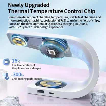 Wireless Charger Stand Metal Shell Magnetic 15W Fast Charging Station Stand for iPhone 12-17 Mobile Phones  Airpods Watch 4 in 1