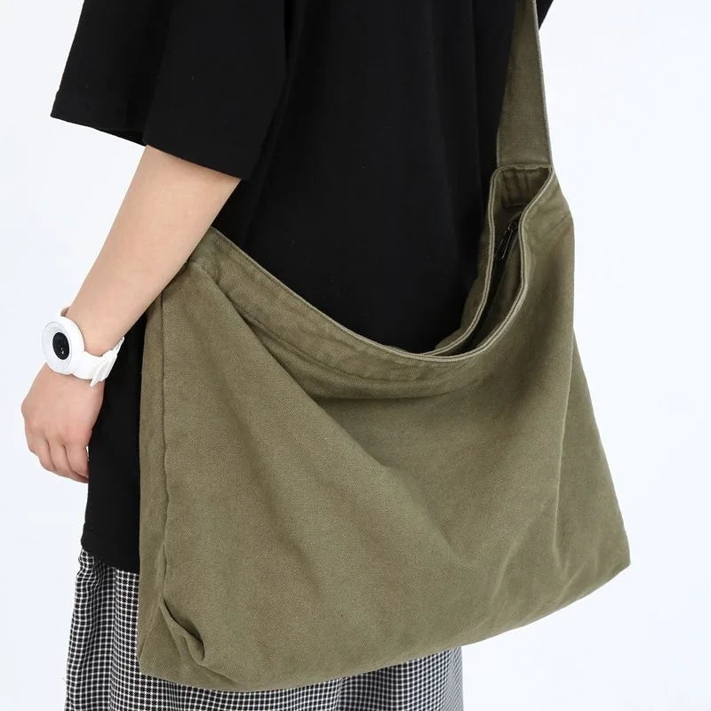 Spring 2026 Japanese Style Canvas Messenger Bag for Men Retro Thickened Sturdy Free Shipping