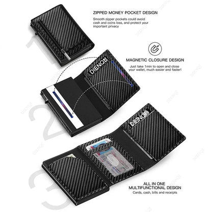 Rfid Credit Card Holder Money Bag Luxury Carbon Fiber Id Bank Cardholder Coin Purse Minimalist Wallet for Men Carteira Masculina