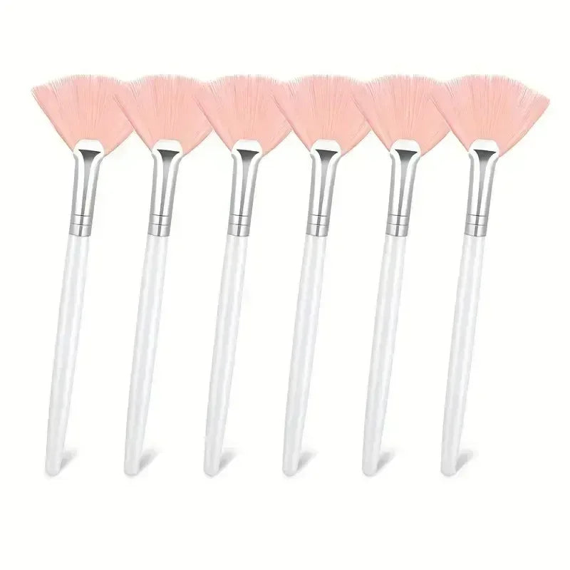 3/6/12pcs Practical Facial Brushes Fan Shape Brush Flat Head Face Mask Applicator Soft Portable Mask Brushes Cosmetic Tools - Urbizia