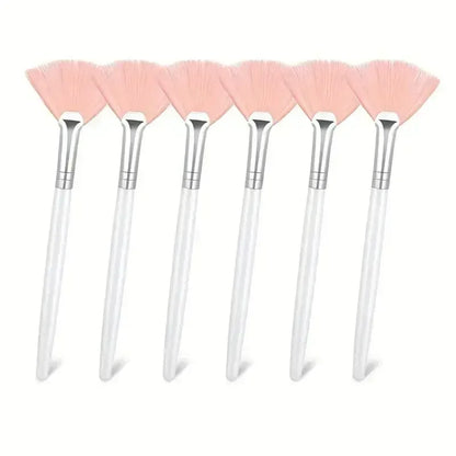 3/6/12pcs Practical Facial Brushes Fan Shape Brush Flat Head Face Mask Applicator Soft Portable Mask Brushes Cosmetic Tools - Urbizia