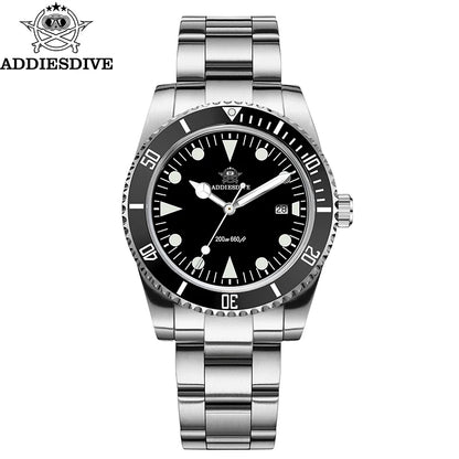 ADDIESDIVE Luxury Men's Analog Watch BGW9 Luminous Ceramic Bezel Bubble Mirror Glass Diver's Watch 200m Quartz Watches AD2068