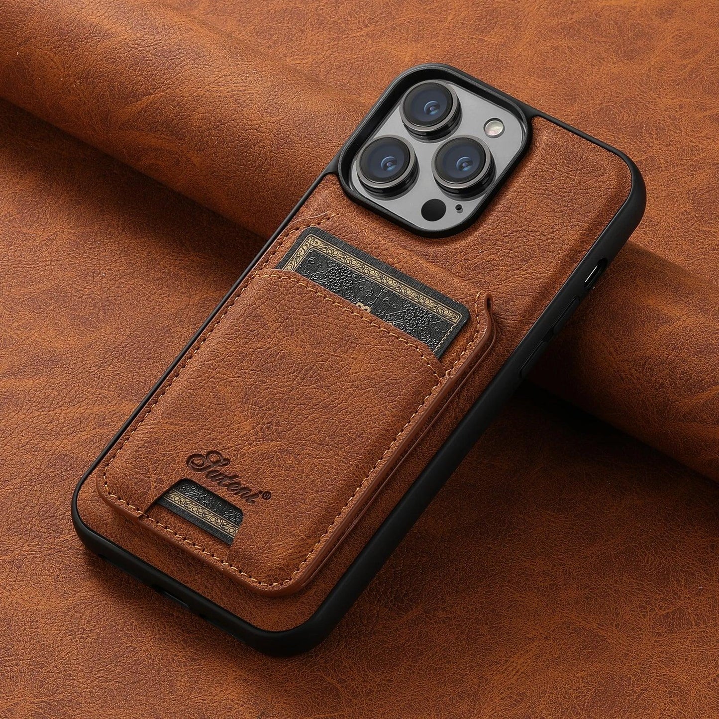 Leather Wallet Case with Card Holder for iPhone