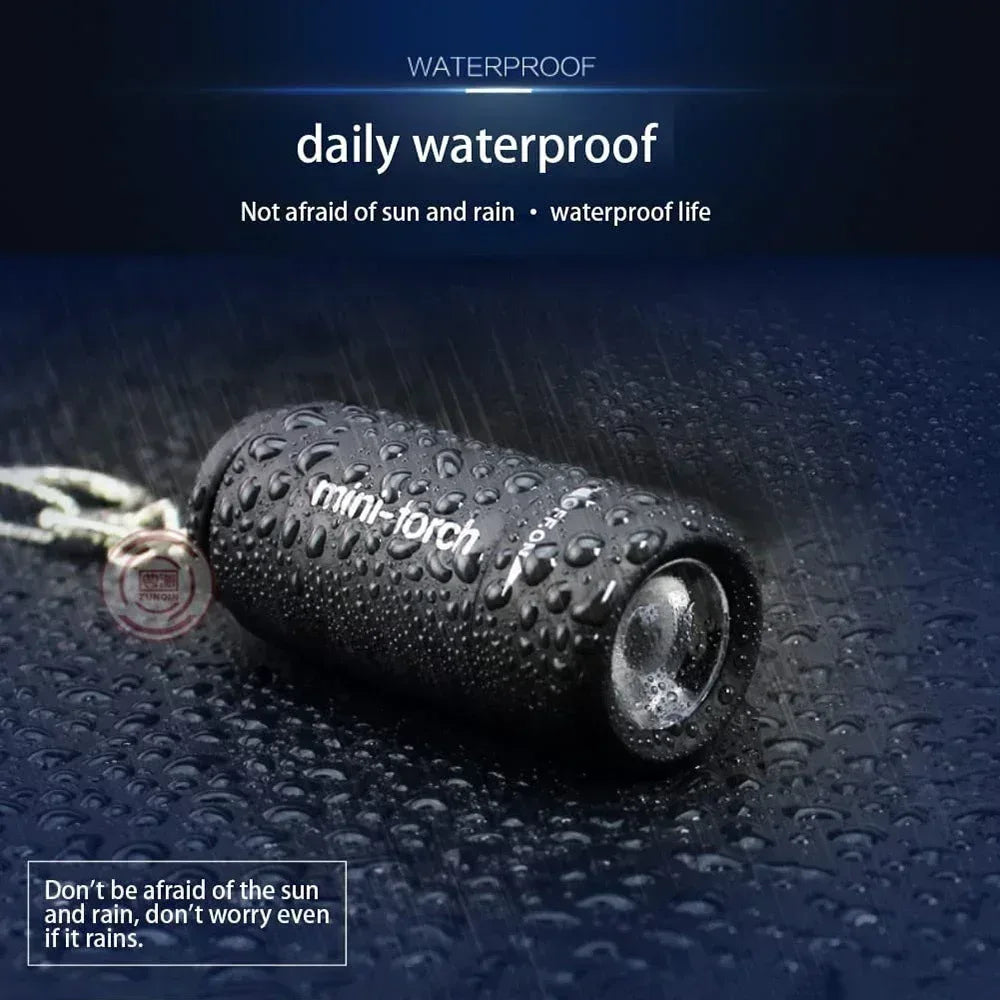 USB Rechargeable LED Multifunctional Strong Light Pocket Keychain Flashlight Waterproof Outdoor Hiking Camping Mini Flashlight - Urbizia