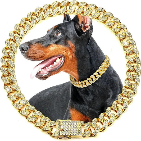 Dog Chain Collar Luxury Gold Pet Metal Chain Collar For Small Medium Large Dogs Cats Pet Jewelry Necklace Accessorie